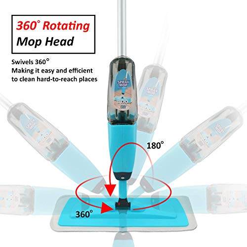 Spray Mop Strongest Heaviest Duty Mop - Best Floor Mop Easy To Use - 360 Spin Non Scratch Microfiber Mop With Integrated Sprayer - Includes Refillable 700ml Bottle & 2 Reusable Microfiber Pads by Kray - Thumbnail 3