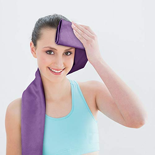 sunland Yoga Towel Sweat Absorbent Soft Non-Slip Hot Yoga Towel + Hand Towel 2 in1 Set with Carry Bag Ideal for Pilates Hot Yoga Bikram 24 inches x 72 inches Purple - Thumbnail 4