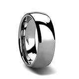 Men's 8mm Titanium Wedding Rings Classy High Polished Dome Band in Comfort Fit Size 6 - 15