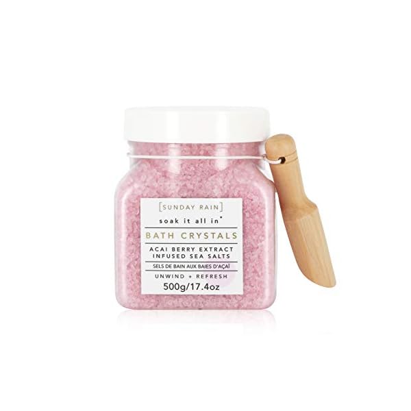 Sunday-Rain-Bath-Crystals-Acai-Berry Sunday Rain Luxury Nourishing Bath Crystals, Vegan & Cruelty-Free with Vitamin Rich Acai Berry Extract & Natural Sea…