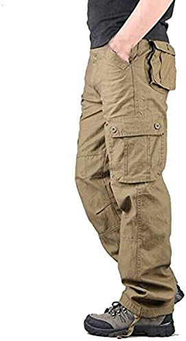 Men's Outdoor Casual Loose Multi Pocket Cargo Pants Solid Military Athletic-Fit Trousers by Summer