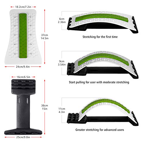 Wskderliner Back Stretcher, Lumbar Back Pain Relief Device with 3 Adjustable Settings Lumbar Support Stretcher with Magnetic Posture Corrector Back Support for Office Bed Chair (White)