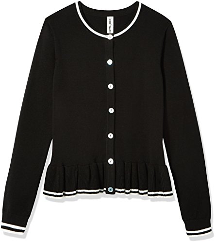 Kid Nation Girls' Long Sleeve Ruffles Cardigan Sweater Size S Black