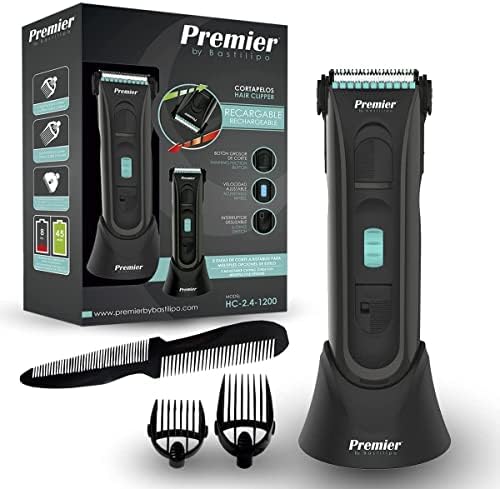 Premier by Bastilipo - Cortapelos Profesional 4 en 1 Hombre Recargable para cabello y barba con accesorios - Máquina Cortar Pelo Inalámbrico - Recortador Pelo Barba - HC-2.4-1200