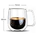 VARANO Double Wall Insulated Espresso Mug With Handle-Crystal Clear Cup For Tea, Coffee, Milk or Cold Drinks- Heat Resistant Layered Borosilicate Glass- Great Gift Thermal Mug