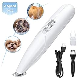 GASUR Dog Clippers, Professional 2-Speed Dog Trimmers Clippers, Cordless Low Noise Dog Grooming Clippers Kit, Rechargeable Electric Pet Clippers for Small Dogs Cats Around Face, Paws, Eyes, Ears, Rump