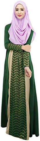 Dainzuy Muslim Clothes for Women Long Sleeve Maxi Dress Dubai Ethnic Patchwork Gown Islam Abaya Kaftan Muslim Robe