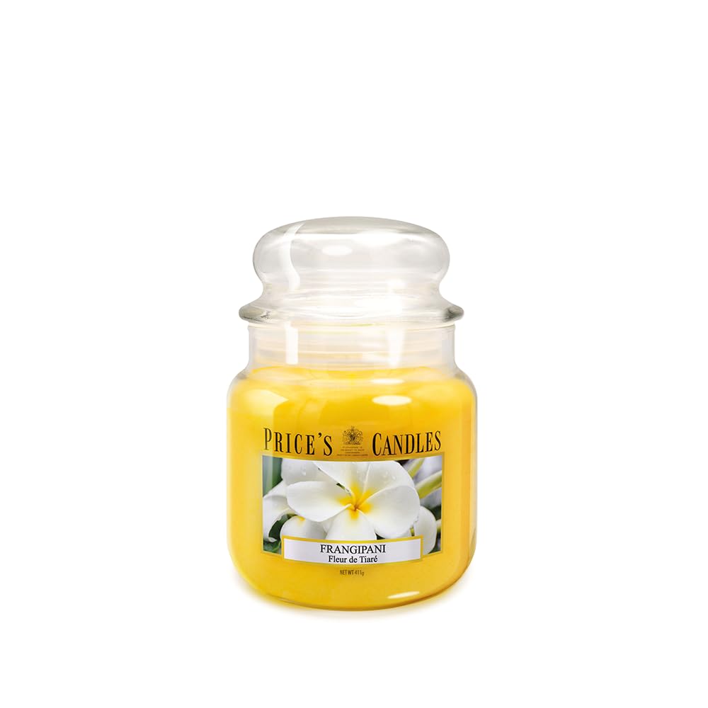 Price's - Frangipani Medium Jar Candle - Sweet, Delicious, Quality Fragrance - Long Lasting Scent - Up to 90 Hour Burn Time