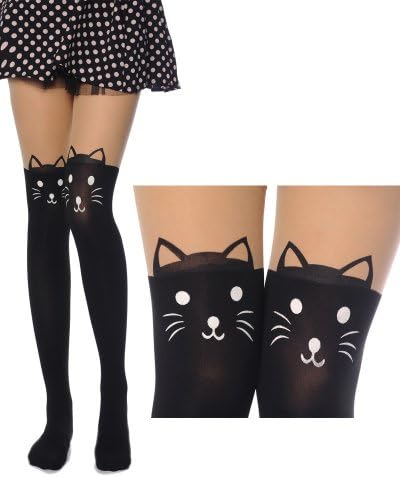 New Arrival Top Fashion Cute Sexy High Length Knee Print Socks Sheer Pantyhose Tattoo Lady Tights Socks Leggings Stockings Kitten Print Knee High Length Socks Tattoo Tights for Women Ladies