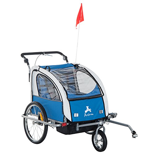 Aosom Elite II 3in1 Double Child Bike Trailer, Blue Aosom Elite II 3in1 Double Child Bike Trailer, Blue