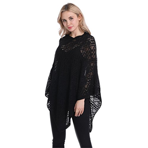 Leoparts Women Soft Knitted Pullover V Neck Batwing Poncho Cape Spring Sweater Cloak Shawl