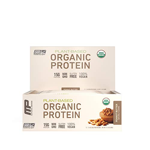 MusclePharm Organic Protein Bar, Certified USDA Organic, 15g PlantBased Protein, No Artificial