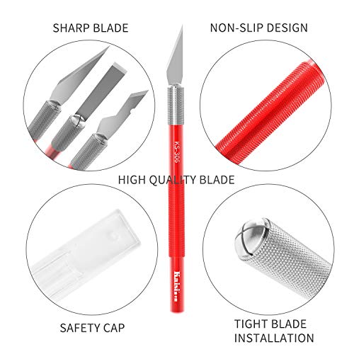 Kaisiking Precision Carving Art Knife Hobby Craft Knife Cutter Utility Kit for Hobby and Art Carving, Scrapbooking Art Creation, Stencil, DIY Art Work Cutting - 3 Different Handles and 30 Blades