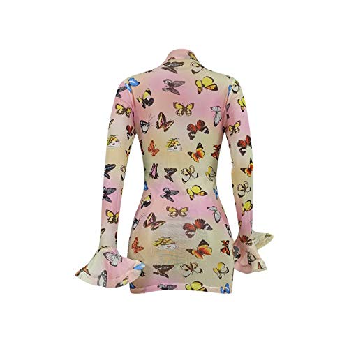 Sprifloral-Vestito-lungo-aderente-da-donna-a-maniche-lunghe-con-collo-alto-e-maglia-colorata-trasparente