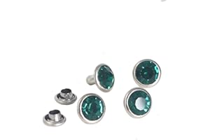 DAS GARDEN 100 Sets Cz Colorful Crystal Rivets Silver Color Spots Studs Double Cap for DIY Leather-Craft (Malachite Green, 6MM)