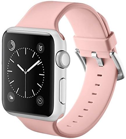 Apple Watch Band,Tamon Soft Silicone Sport Strap with Ventilation Holes Smart Watch Bracelet for Apple iWatch Series 1,Series 2,Series 3 (38mm M/L Pink)