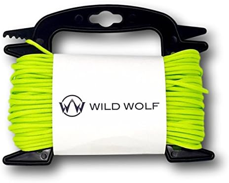 100 Feet of Neon Green Paracord by Wild Wolf Pack On Winder for Tangle-Free 550 Lb Parachute Survival Craft Cord (Neon Green)