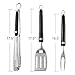 UNICOOK Grill Tool Set 3 Pack, Stainless Steel Grilling Utensils Spatula Tong and Fork, Multifunctional Barbecue Accessories for BBQ, Camping, Backyard Party, Cooking, Black