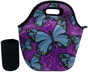 Insulated Lunch Box Bag with Bottle Bag “Butterfly”Cooler Lunch Tote with Can Holder Lunch Organizer Lunch Holder Reusable Lunch Container School Lunch Bag Lunch Sack