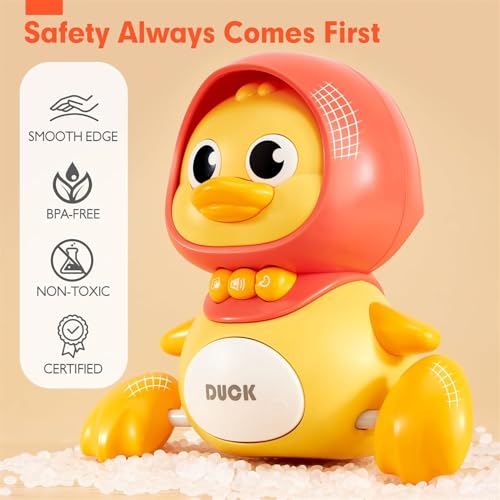 AM ANNA 3 Pcs Musical Duck Crawling Baby Toys Set with Music & Light for Baby 6 to 12 Months, Crawling Baby Toys Early Learning Educational Toy for Babies 12 18 Months Birthday Toy for 1 2 Year Old