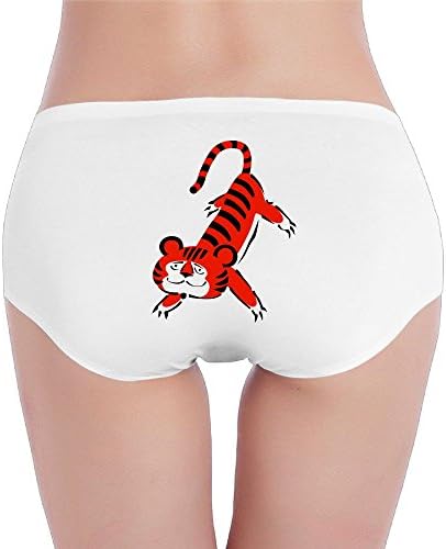 Women's Funny Tiger Low-Rise Cotton Bikini Brief Seamless Panties Underwear S White