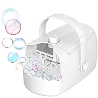 Kenlaimi Bubble Machine Automatic Bubble Blower - Bubbles for Kids Adults, High Output Up to 2000+ Bubbles with 2 Speed Level, Powered by Plug in or Battery for Parties Wedding Indoor Outdoor
