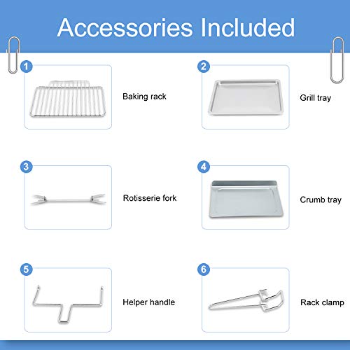 Vestaware Toaster Oven, 27QT Hot Convection & Rotisserie Oven with 10 Presets & 6 Accessories, Baking Pan Broil Rack Rotisserie Fork and Crumb Tray, Non-stick interior, Stainless Steel Countertop Ovens - Thumbnail 5