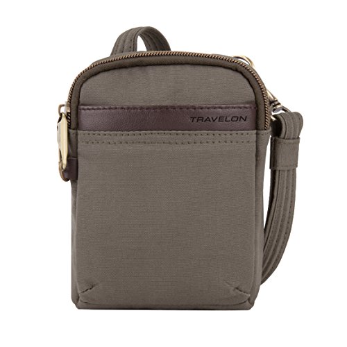 Travelon Anti-Theft Courier Mini Crossbody Cross Body Bag, Stone Gray, One Size
