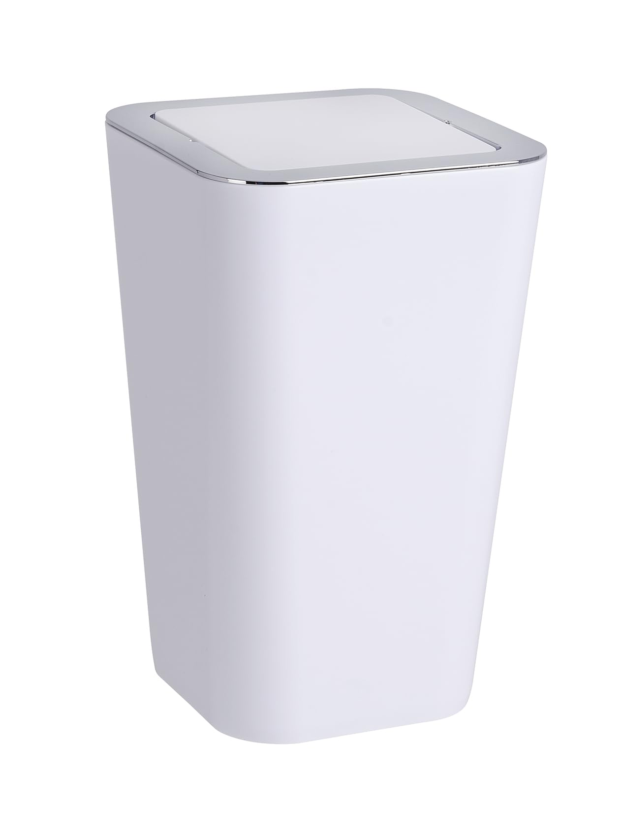 WENKO Candy Swing Cover Bin, ABS/PS, White/Chrome, 18 x 18 x 28.5 cm