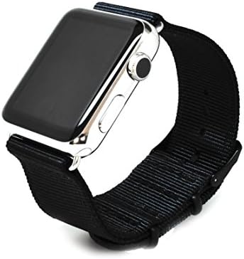 Nato Skull 38mm Apple Watch Band in Black Ballistic Nylon with PVD Metal Clasp (Connector Included)