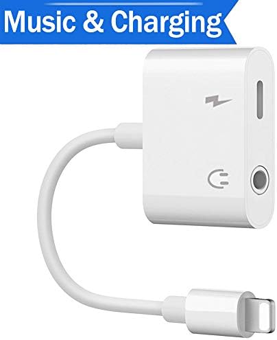 Adapter for Headphone 3.5 mm Jack Aux Audio Earphone Adaptor for iPhone 7 7Plus 8 8Plus X Earbuds Music Charger Splitter iPhone Headphone Accessories Phone Call+Volume Control iOS 12 System