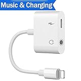 Headphone Adapter for iPhone 8/8Plus 7/7Plus X 10 XS Female Earbud Adapter Cable Aux Audio Headphone Jack 3.5 mm Splitter Adaptor Earphone with Music+Charge Phone Accessory iOS 11/12 System Later