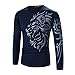 NEARTIME Mens Shirt, Men's Long Sleeve Tee Shirt Slim Lapel Tops T-Shirt (M, Navy)