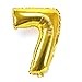 40 Inch Number 0-9 Thickening Gold Foil Digital Foil Mylar Balloons for Independence Day Birthday Party Wedding Anniversary (Number 7) BA07