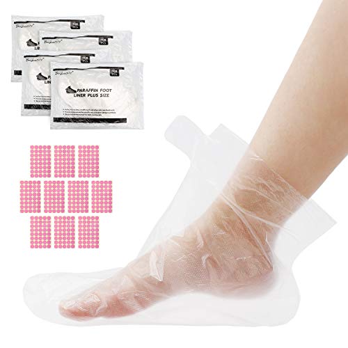 400 counts paraffin wax liners for foot, segbeauty larger & thicker plastic foot bags, paraffin bath mitts hot wax therapy booties sock covers for foot spa therabath wax treatment paraffin wax machine