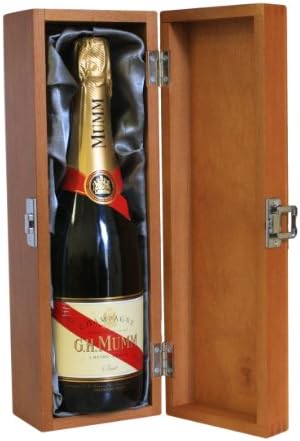 G H Mumm Champagne in Luxury Hinged Stained Wooden Box