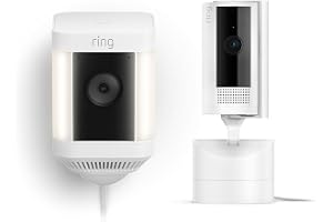 Ring Pan-Tilt Indoor Cam, White with Ring Spotlight Cam Plus Plug-In, White