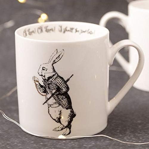 V&A Alice in Wonderland Mug in Gift Box, 'White Rabbit' Design, Fine China, White, 350 ml, White Black Gold - Image 3