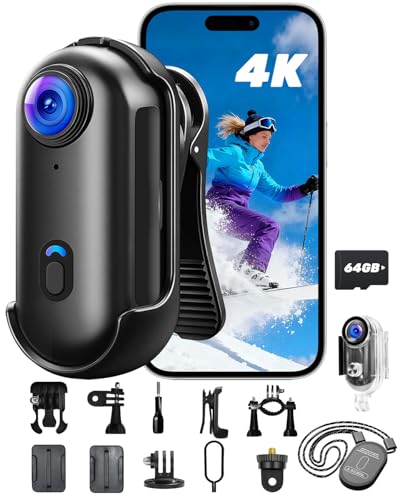 NNYYMH WiFi Vlog Camera, 4K Magnetic Hands-Free Sports Camera with 360° Rotatable Clip, Waterproof Case for Walks with Animals, Cycling, Travel, Vlog, Motorcycle Dashcam