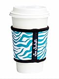 Joe Jacket Drink Insulator, Coffee Sleeve, Cup Grip, Turquoise Zebra (many colors avail.)
