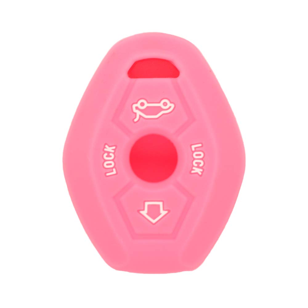 BROVACS Silicone Cover Protector Case Holder Skin Jacket Compatible with BMW 3 Button Remote Key Fob CV4902 Pink