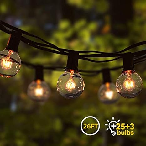 Decorazioni Natalizie Con Lampadine.Catena Luminosa 8m Stringa Luci Natalizie Catene Luminose Impermeabile Con 28 Pezzi G40 Lampadina Bianco Caldo Decorazione Da Esterno E Interno Per Giardino Terrazza Matrimonio Natale Festa Amazon It Illuminazione