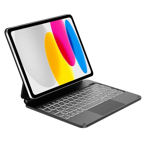 Tiiomioon Funda Teclado para iPad 10ª Gen 2022/ iPad 11 Gen A16 2025, Magic Keyboard per Pad 11 Generación A16, Español Ñ Touchpad Bluetooth Retroiluminado Teclado para Pad 10.9'' 2022 -, Negro