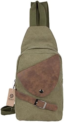 Outdoor Sports Casual Canvas Shoulder Bag Crossbody Sling Chest Bag Unbalance Backpack (6026 ARMY GREEN)