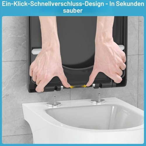 Toilettendeckel mit Absenkautomatik D-Form Kurz aus PP, Grau