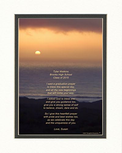 Personalized Graduation Gift with "Graduation Prayer Poem" Ocean Sunset Photo, 8x10 Double Matted. A Special Keepsake Gift for Graduate 2017