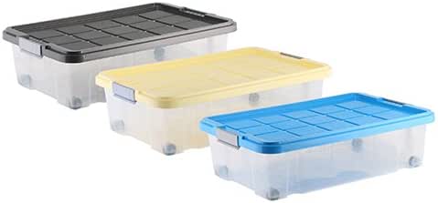 axentia 235878 - Caja de plástico con Ruedas (60 x 40 x 18 cm, 28 L): Amazon.es: Hogar