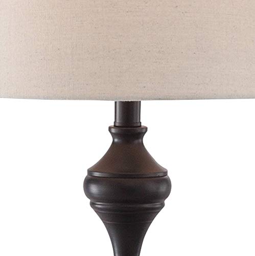 Mason Traditional Table Floor Lamps Set of 3 Dark Bronze White Tapered Drum Shade for Living Room Family Bedroom Bedside - Barnes and Ivy - Thumbnail 2