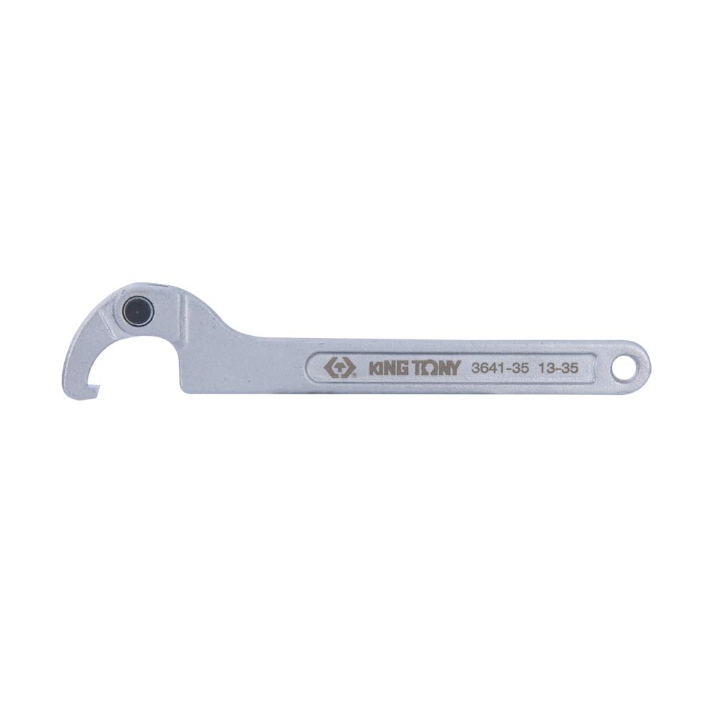 KING TONY 3641-C0 Chrome Vanadium Alloy Steel Adjustable Hook Spanner Wrench, 80-120 mm Capacity, 348 mm Length, Pack of 5