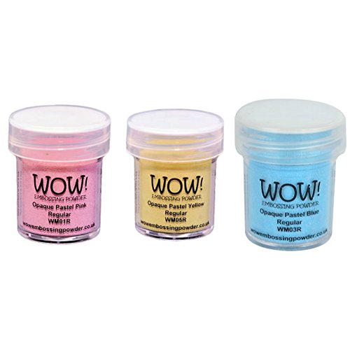 Wow Embossing Powder - Pastel Bundle - (3) 15ml jars Opaque Pastel Pink, Blue and Yellow